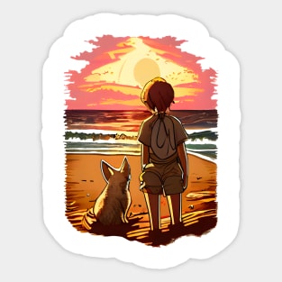 Anime Girl on the Beach Two Sticker